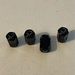 Corvette Valve Stem Caps in Black with Logo NWT